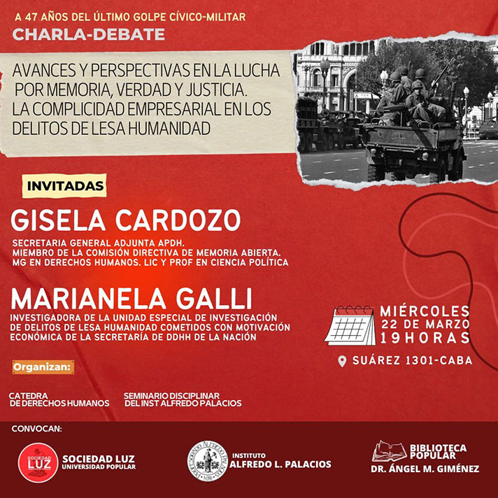 Charla debate: a 47 años del último golpe cívico-miltar